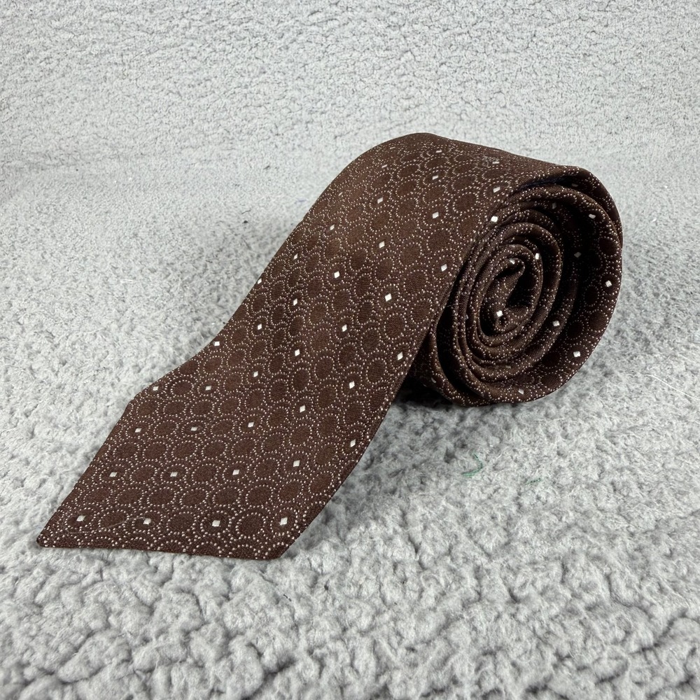 Givenchy Tie Gentlemen Paris Brown Geometric Medallion Polyester W 3.2.5 L 55